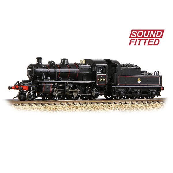 GRAHAM FARISH N Ivatt 2MT 46474 BR Lined Black (Early Emblem) Sound Fitted