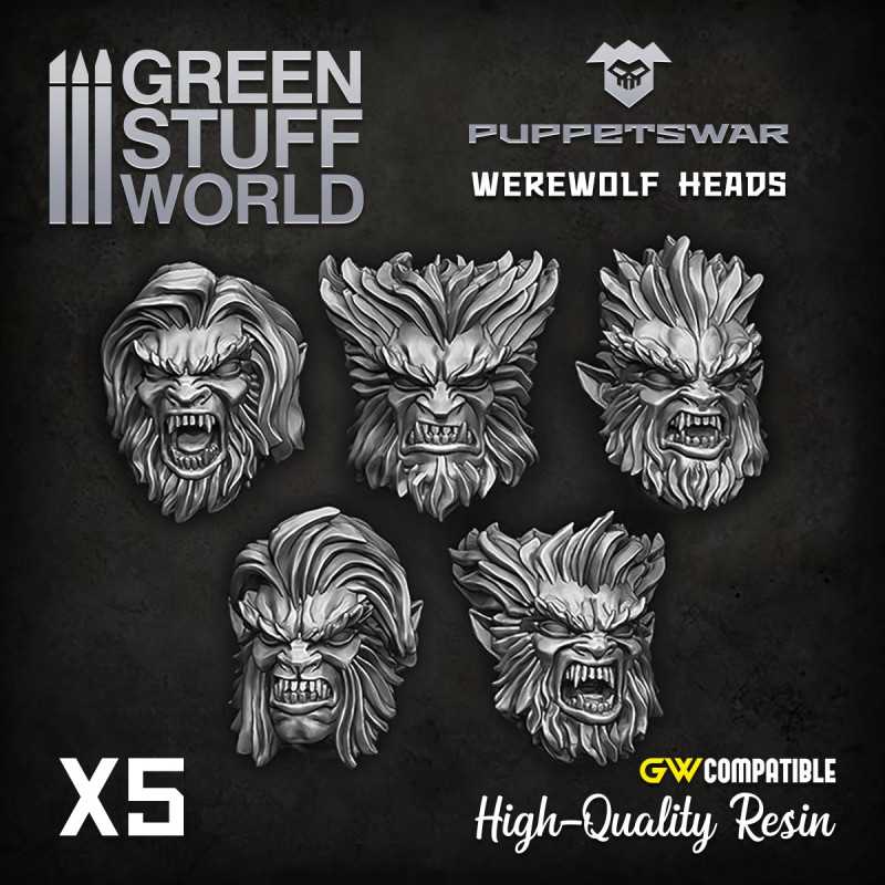 GREEN STUFF WORLD Puppetswar Werewolf Heads (5)