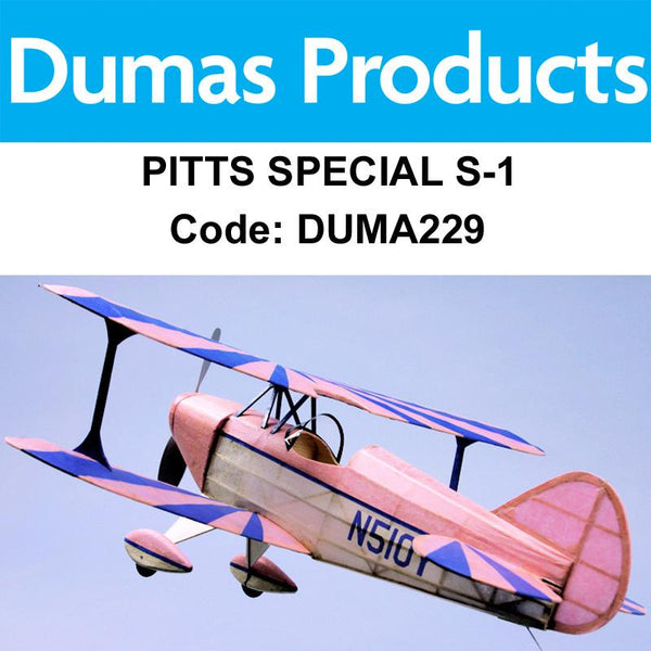 DUMAS 229 Pitts Special S-1 Walnut Scale 18" Wingspan Rubbe