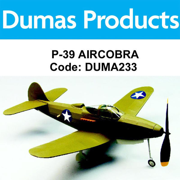 DUMAS P-39 Aircobra Walnut Scale 18" Wingspan Rubber Po