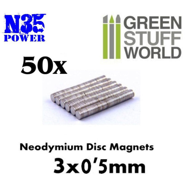 GREEN STUFF WORLD Neodymium Magnets 3 x 0.5mm - SET x50 (N3
