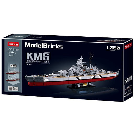 SLUBAN Model Bricks Bismarck Battleship 2 in 1 1849pcs