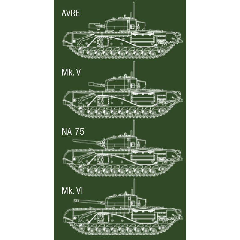 ITALERI 1/56 Churchill Mk.III / IV / Avre / Na75