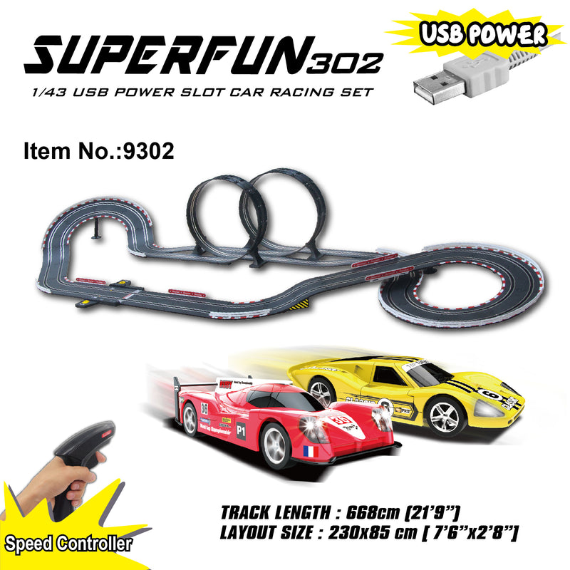JOYSWAY SuperFun 302 USB Power Slot Car Racing Set