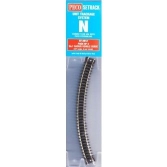 PECO N Setrack Double Curve, 1st Radius (Pack of 4) Code 80 (ST3012)