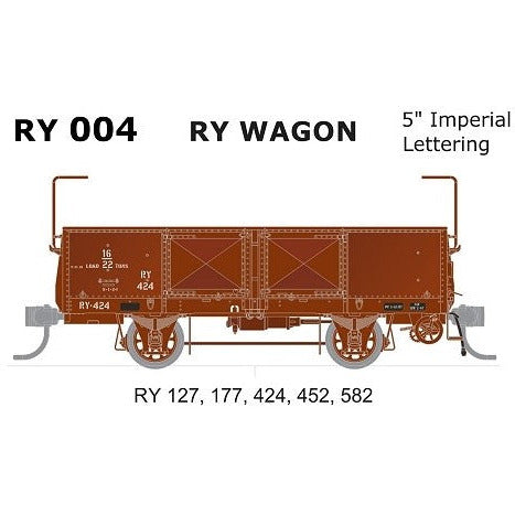 SDS MODELS HO VR RY Wagons 5 Pack 5" Imperial Lettering