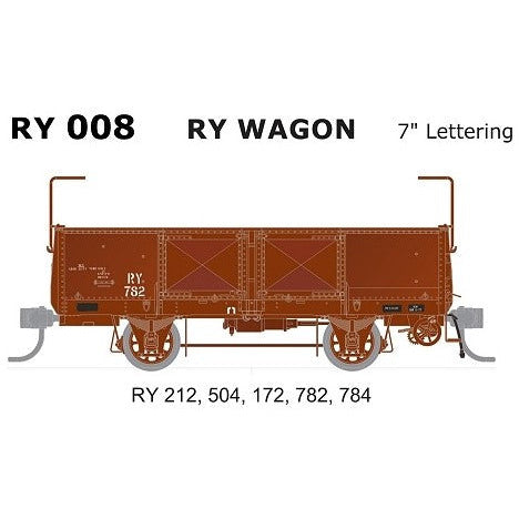 SDS MODELS HO VR RY Wagons 5 Pack 7" Lettering RY-008