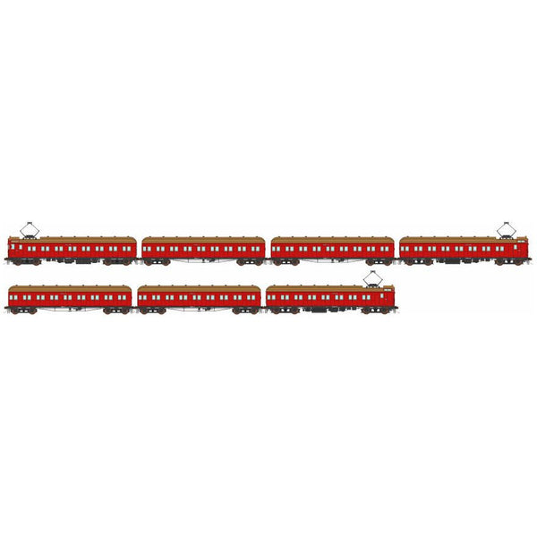 AUSCISION HO Tait VR Carriage Red with Spoked Wheels (7 Car Set)