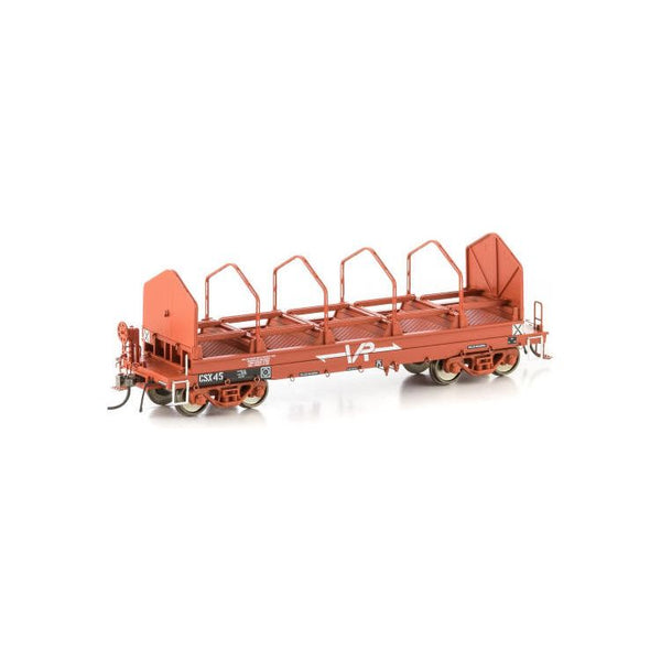 AUSCISION HO CSX Coil Steel Wagon, VR Wagon Red with Large VR Logos & Tarpaulin Support Hoops - 4 Car Pack
