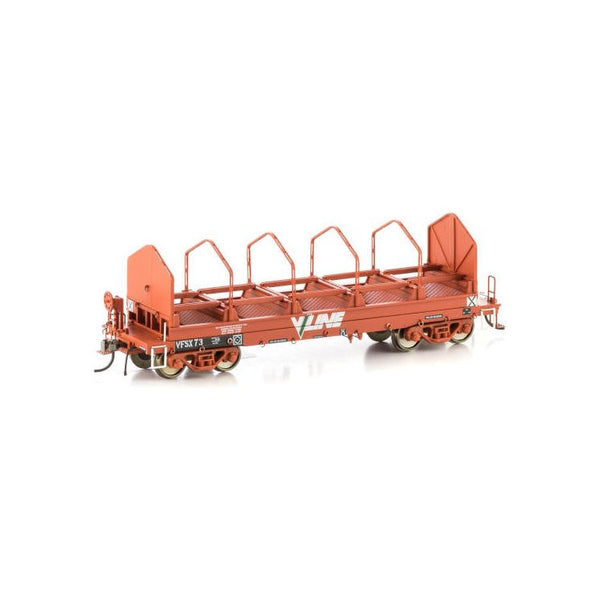 AUSCISION HO VFSX Coil Steel Wagon, V/Line Wagon Red with V/Line Logos & Tarpaulin Support Hoops - 4 Car Pack