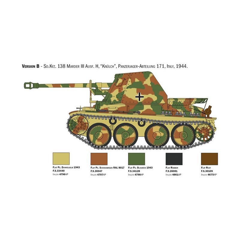ITALERI 1/35 Marder III Ausf.H Sd. Kfz. 138