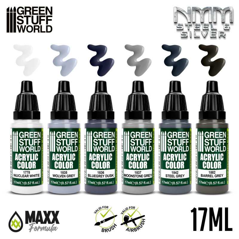 GREEN STUFF WORLD Paint Set - NMM Steel and Silver