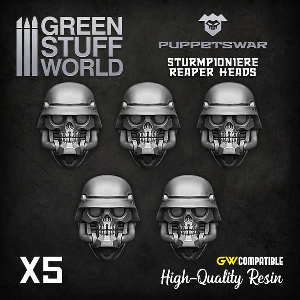 GREEN STUFF WORLD Puppetswar Sturmpioniere Reaper Heads (5)