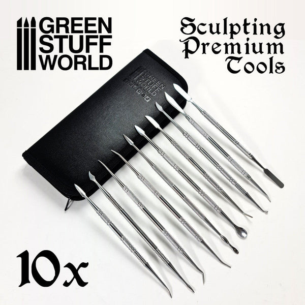 GREEN STUFF WORLD Professional Sculpting Tools with Case (10 Pieces)