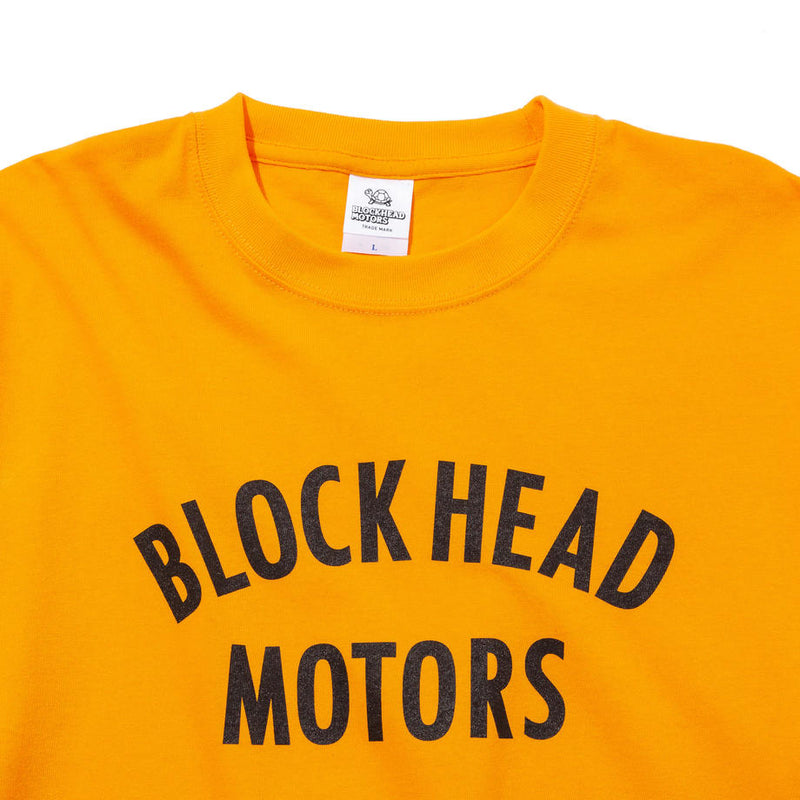 BLOCKHEAD MOTORS Text Logo T-Shirt Orange - L