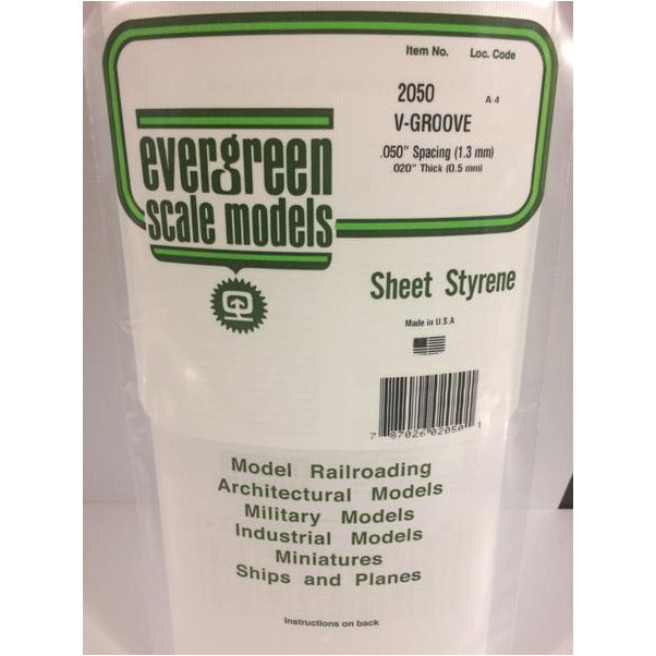 EVERGREEN 2050 .5mm Thick 15 x 30cm Siding Strips V-Groove