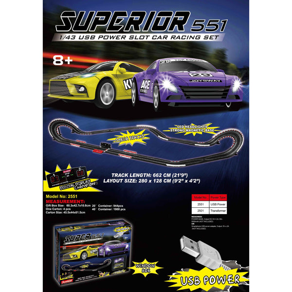 JOYSWAY Superior 551 USB Power 1/43 Slot Car Racing Set