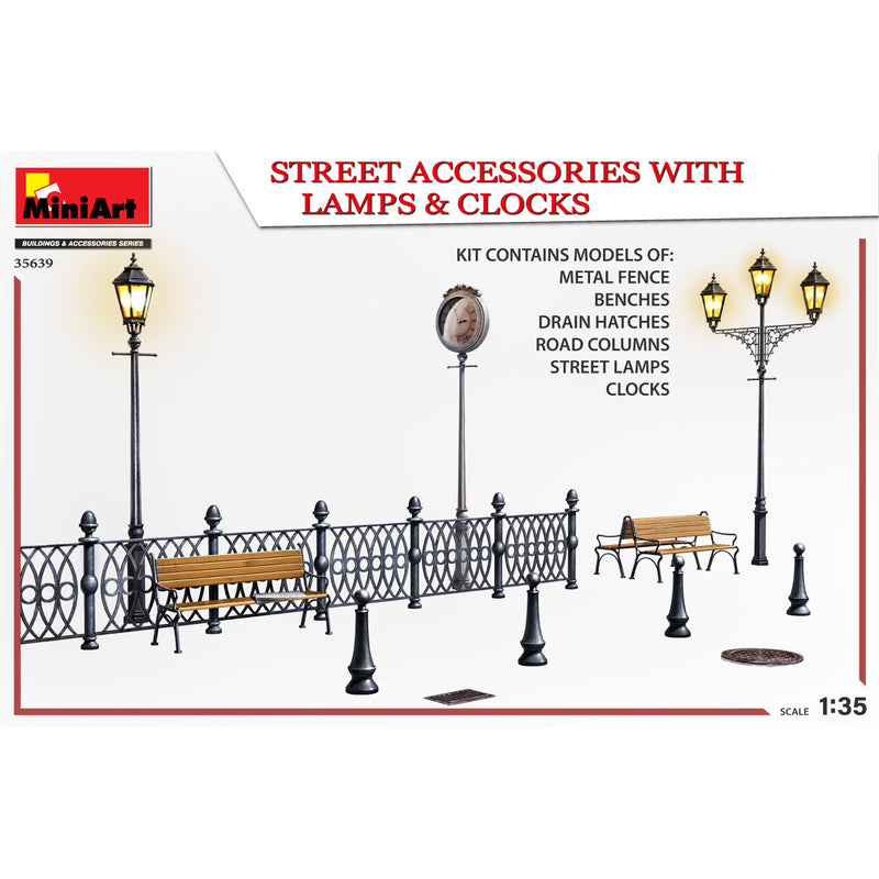 MINIART 1/35 Street Accessories with Lamps & Clocks