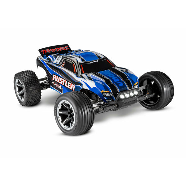 TRAXXAS 1/10 Rustler 2WD Stadium Truck, RTR with LED Lights Blue