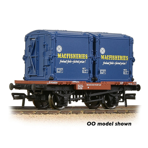 GRAHAM FARISH Conflat Wagon BR Bauxite (Early) With 2 'Mac Fisheries' AF Containers [W]