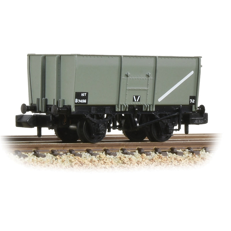 GRAHAM FARISH 16T Steel Slope-Sided Mineral Wagon Riveted Side Door BR Grey (Early)