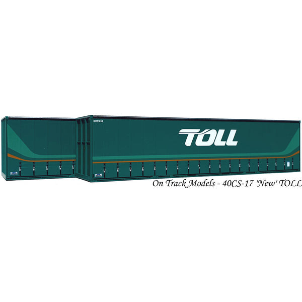 ON TRACK MODELS HO 40CS-17 New Toll 40' Curtain Sided Container 2 Pack