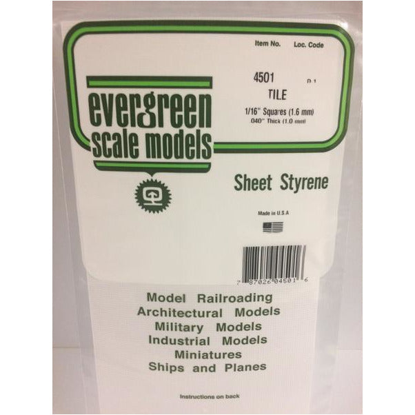 EVERGREEN 4501 1mm Thick Square Tile 1/16 x 1/16