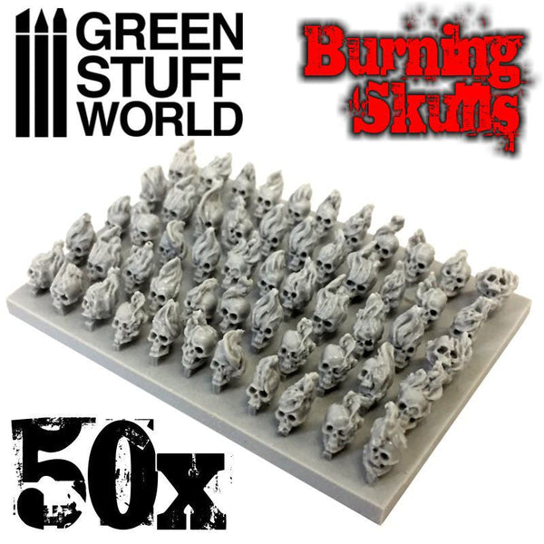 GREEN STUFF WORLD 50x Resin Burning Skulls