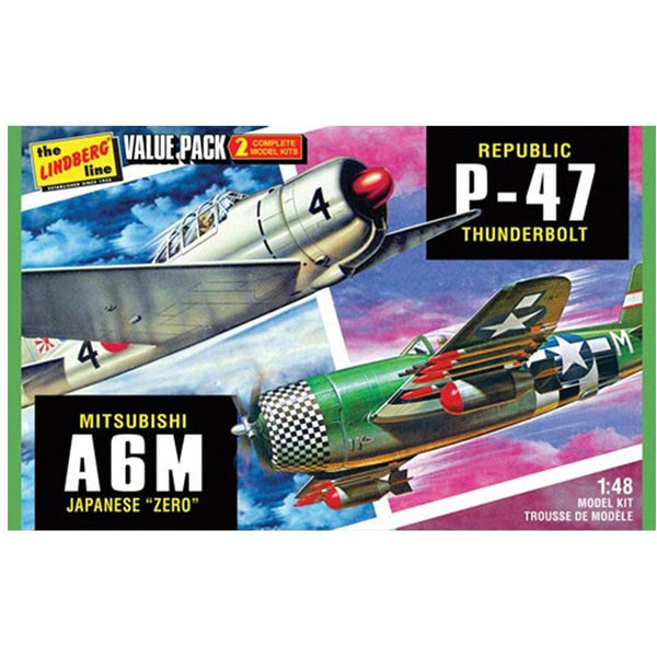 LINDBERG 1/48 2 pack WWII Adversaries P-47 Thunderbolt & Ja