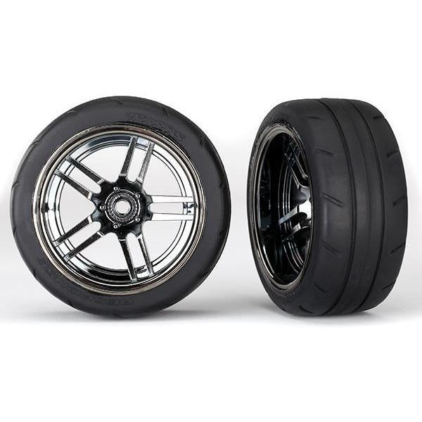 TRAXXAS Tyres&Wheels Assemb, Split Spoke Blk/Chrome (R) (83