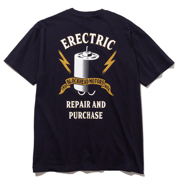BLOCKHEAD MOTORS Electric Motor T-Shirt (Navy) - M