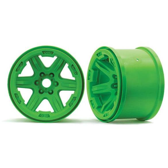 TRAXXAS Wheels, 3.8" (Green) (2) (17mm Splined) (8671G)