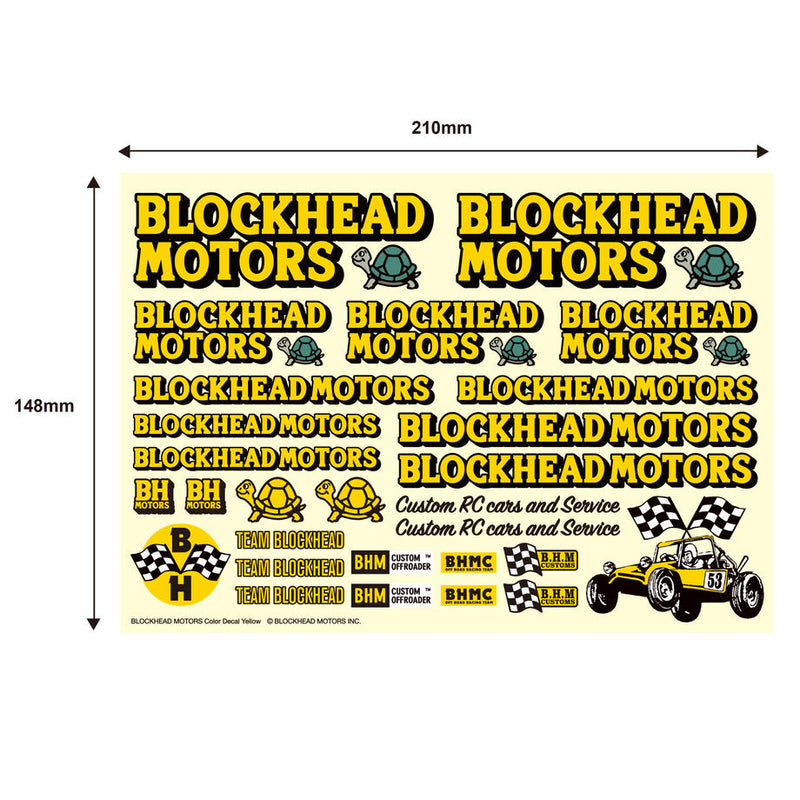 BLOCKHEAD MOTORS Decal Sheet Yellow