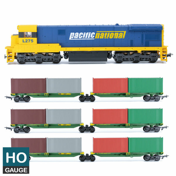 FRATESCHI HO Pacific National Set - C30 Loco & 3 Twin Container Wagons