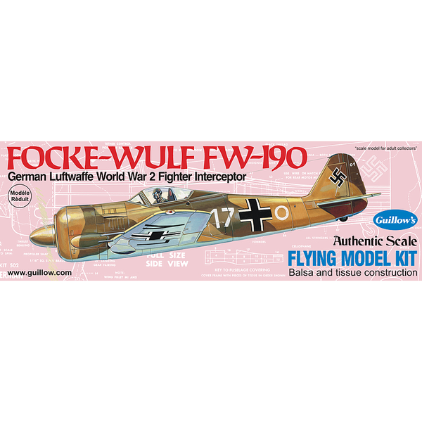 GUILLOWS 1/30 Focke-Wulf FW-190 Balsa Plane Model Kit