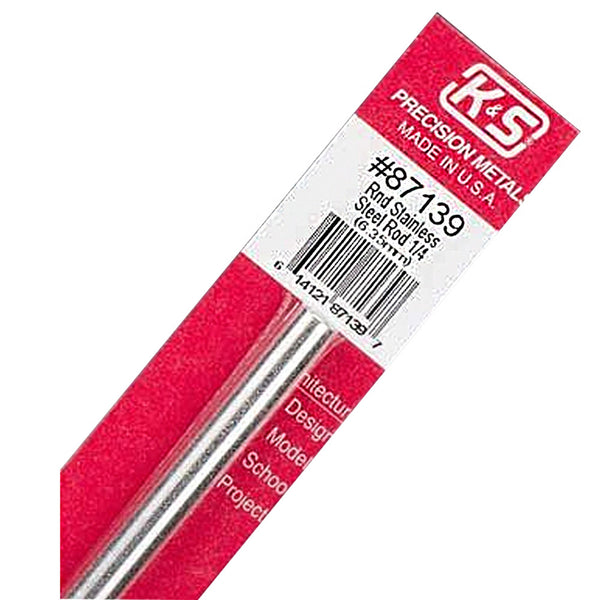 K&S Round Stainless Steel Rod (12in Lengths) 1/4in (1 Rod)
