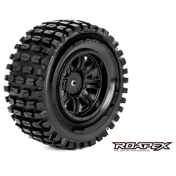 ROAPEX Tracker 1/10 SC Tyres Black Wheel with 12mm Hex Mount