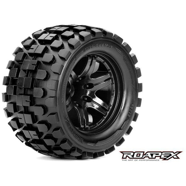 ROAPEX Rhythm 1/10 Monster Truck Tyres Black Wheel 1/2 Offset