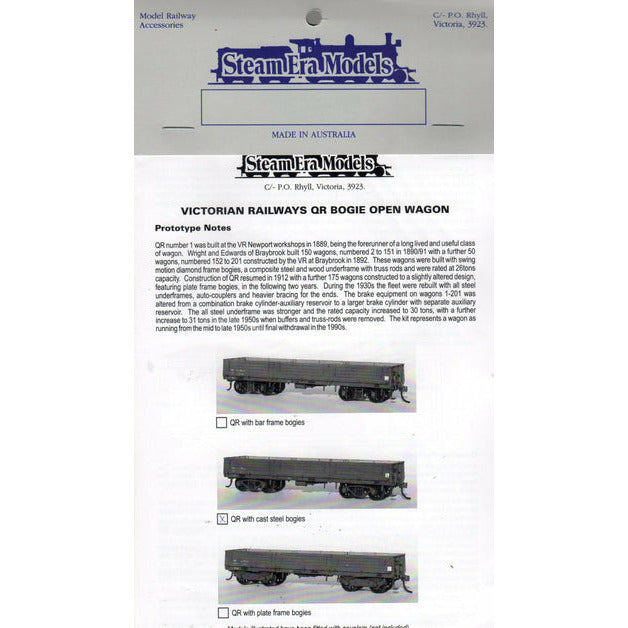 STEAM ERA MODELS HO - QR Bogie Open Wagon with 40 Ton Cast Kit (Requires Assembly)