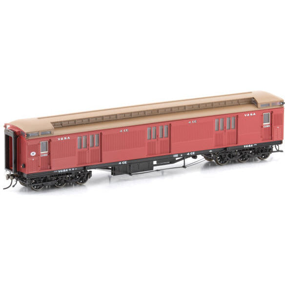 AUSCISION HO V&SA CE Baggage/Guard Car, Carriage Red with 6 wheel bogie & 'Second' on Side, 4-CE - Single Car
