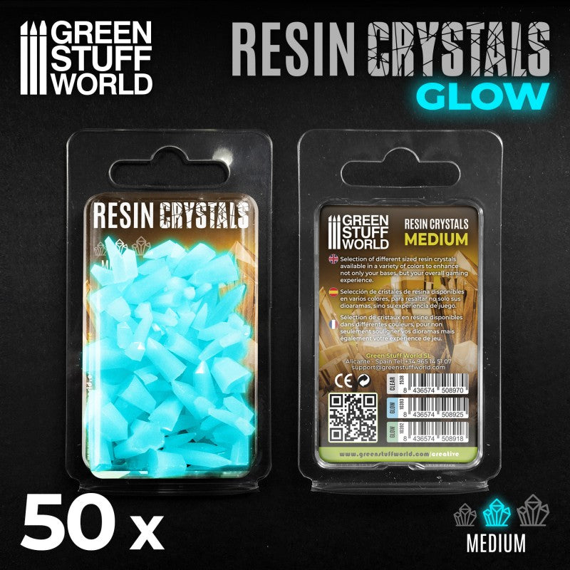 GREEN STUFF WORLD Aqua Turquoise Glow Resin Crystals - Medium