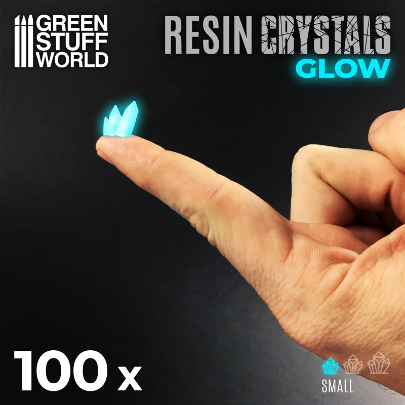 GREEN STUFF WORLD Aqua Turquoise Glow Resin Crystals - Smal