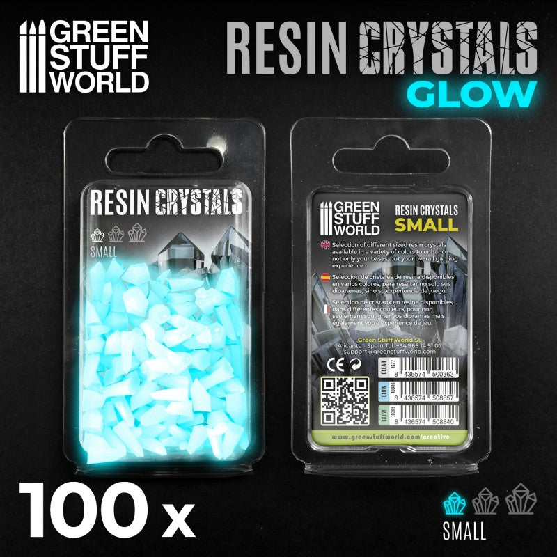 GREEN STUFF WORLD Aqua Turquoise Glow Resin Crystals - Smal