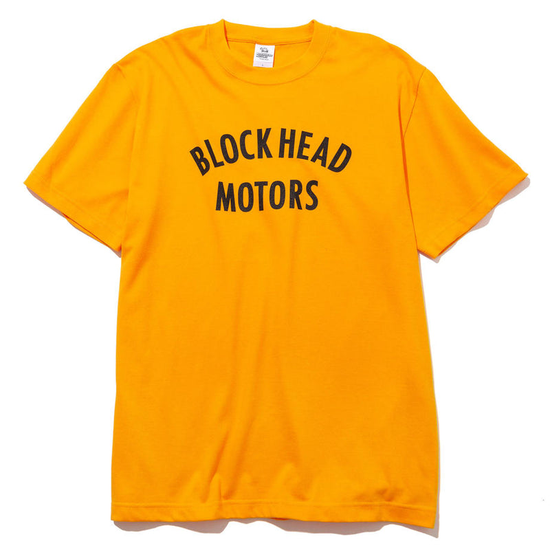 BLOCKHEAD MOTORS Text Logo T-Shirt Orange - L