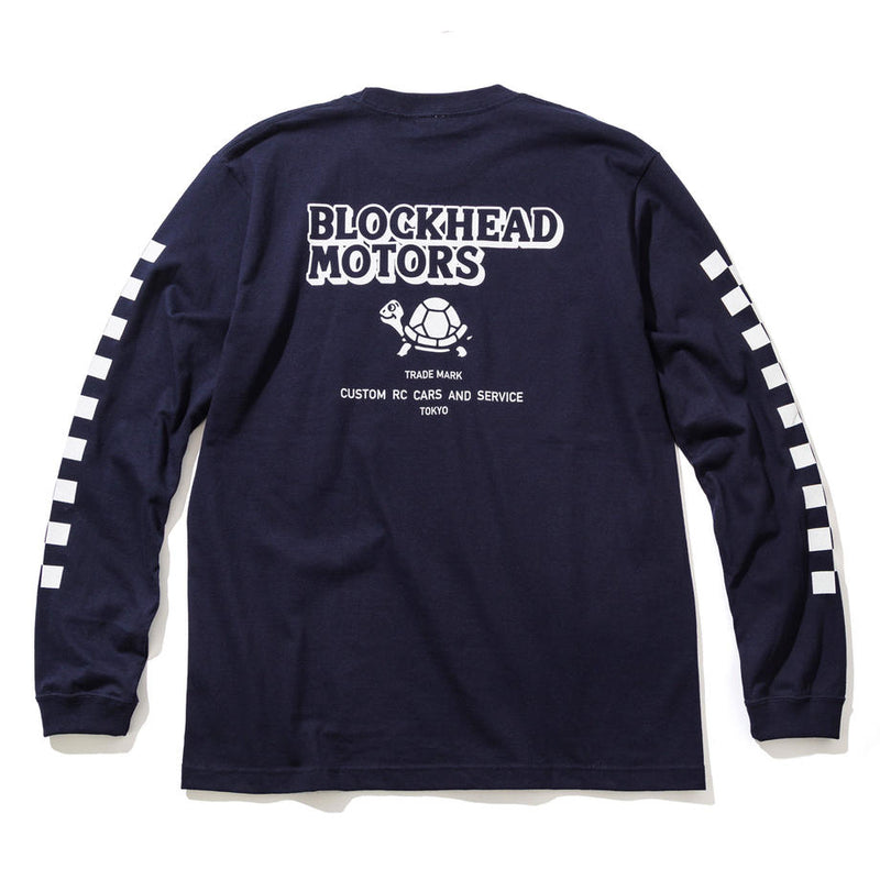 BLOCKHEAD MOTORS Long Sleeve T-Shirt Navy - XL