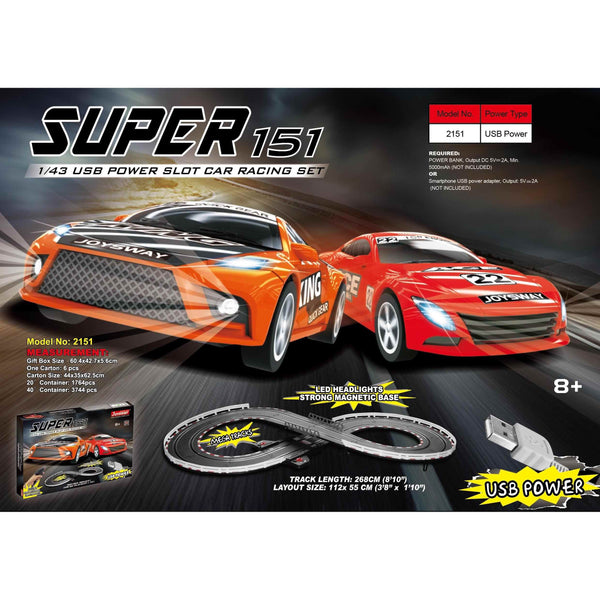 JOYSWAY Super 151 USB Power 1/43 Slot Car Racing Set