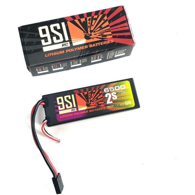 NINESTEPS 6500mAh 7.4V 75C 2 Cell LiPo Battery Hard Case (Traxxas Plug)