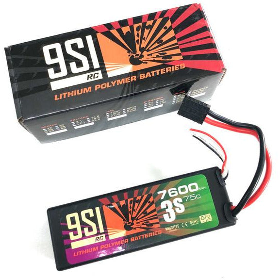 NINESTEPS 7600mAh 11.1v 75C 3 Cell LiPo Battery Hard Case (Traxxas)