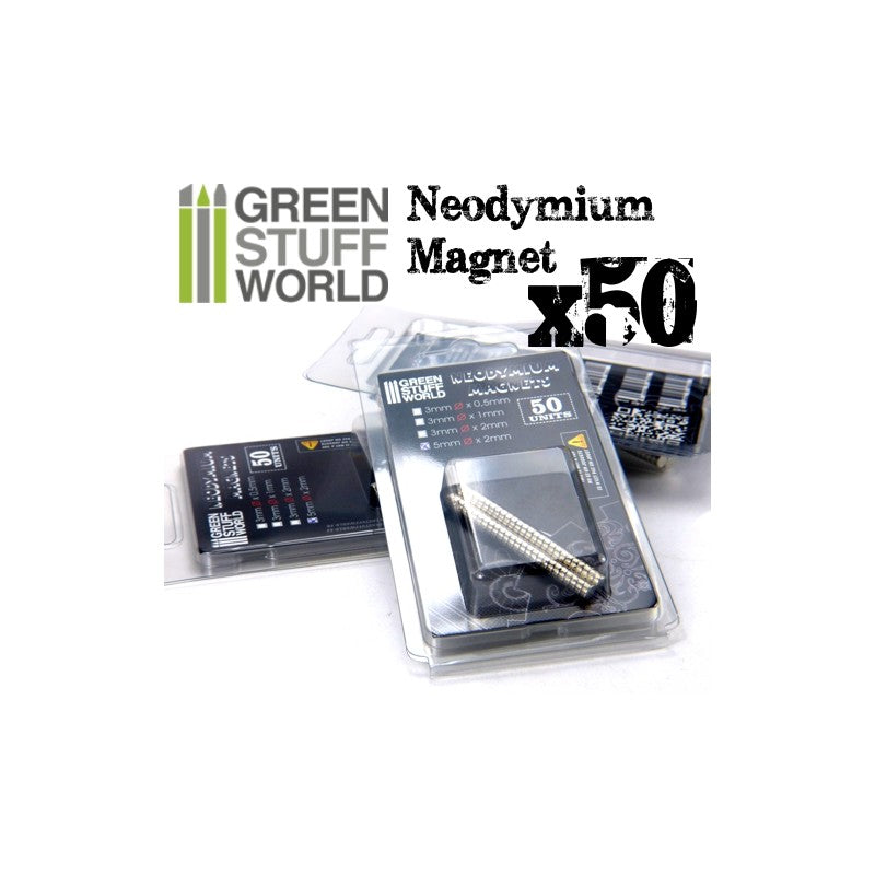 GREEN STUFF WORLD Neodymium Magnets 3 x 2mm - SET x50 (N35)