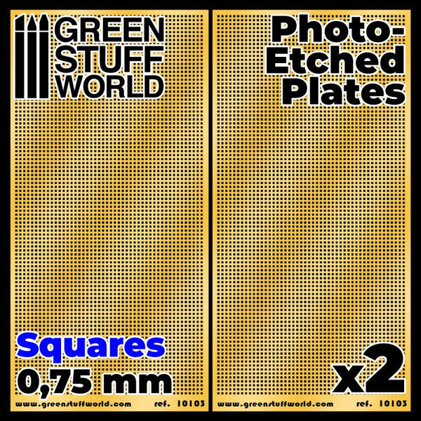 GREEN STUFF WORLD Photo-Etched Plates - Squares - Size M (2